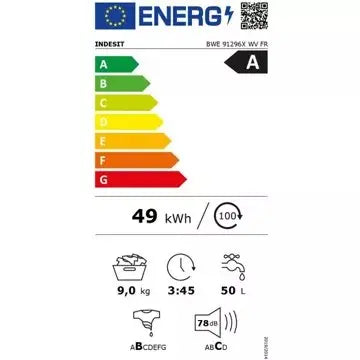 Lave linge hublot 							INDESIT				BWE91296XWVFR